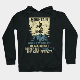 Mountain biking through the woods distressed look vintage funny quote MTB Hoodie